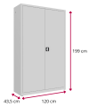 Szafa aktowa Malow z wymiarami Wys. 1990 mm, Szer. 1200 mm, Głęb. 435 mm.png