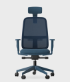 Designerski fotel biurowy TIME Niebieski z kolorową podstawą i podłokietnikami.webp