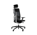 Ergonomiczny fotel Xenon Net Profim z mechanizmem wysuwu siedziska i czarną bazą.png