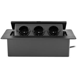 Mediaport wpuszczany w blat Spacetronik 3x Schuko - Czarny