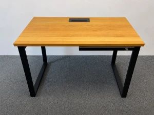 Biurko drewniane z mediaportem - dąb lity | 120×70 cm | OUTLET