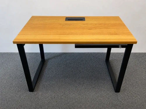 Biurko drewniane z mediaportem - dąb lity | 120×70 cm | OUTLET