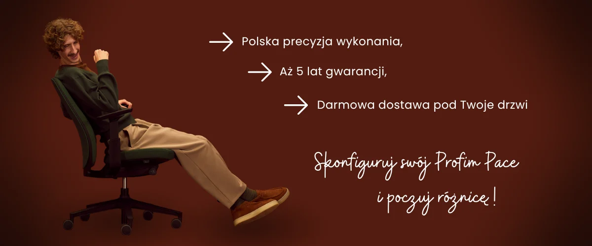 Nowoczesny fotel biurowy Profim Pace 100SFL MAX - polski produkt, najwyższa ergonomia i 5 lat gwarancji producenta.